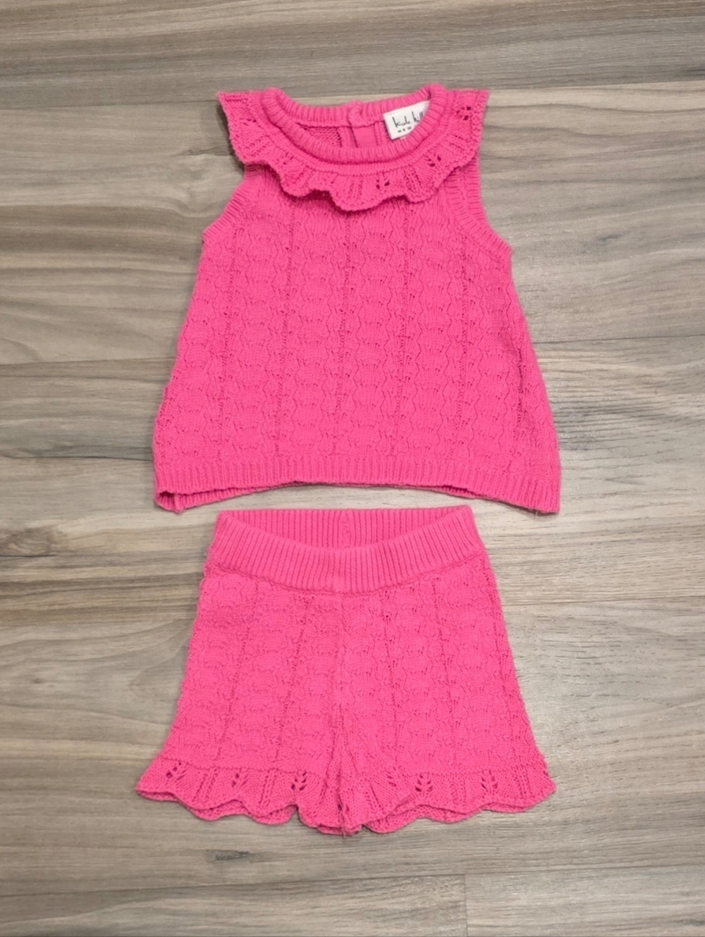 Nicole Miller New York Baby Girl Pink Knit Short Set Size 12 Months